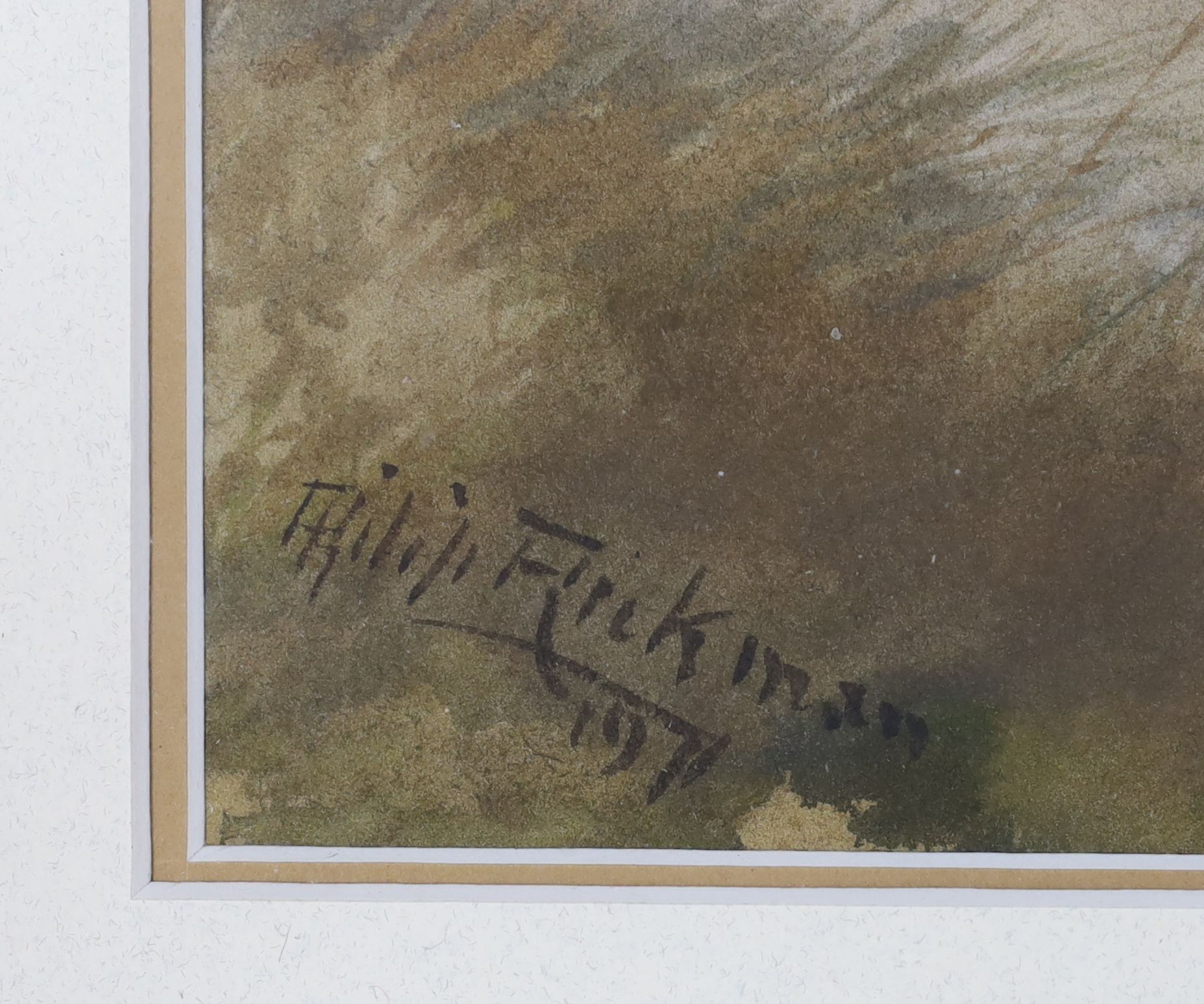 Philip Rickman (1891-1982), watercolour and gouache, 'Evening', partridges in a landscape, signed and dated 1971, 51 x 37cm